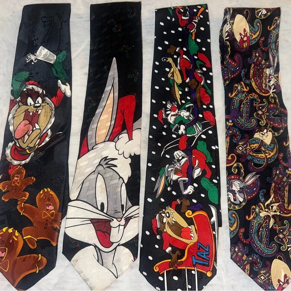 Looney Tunes Character Ties Set - Black and Multicolor